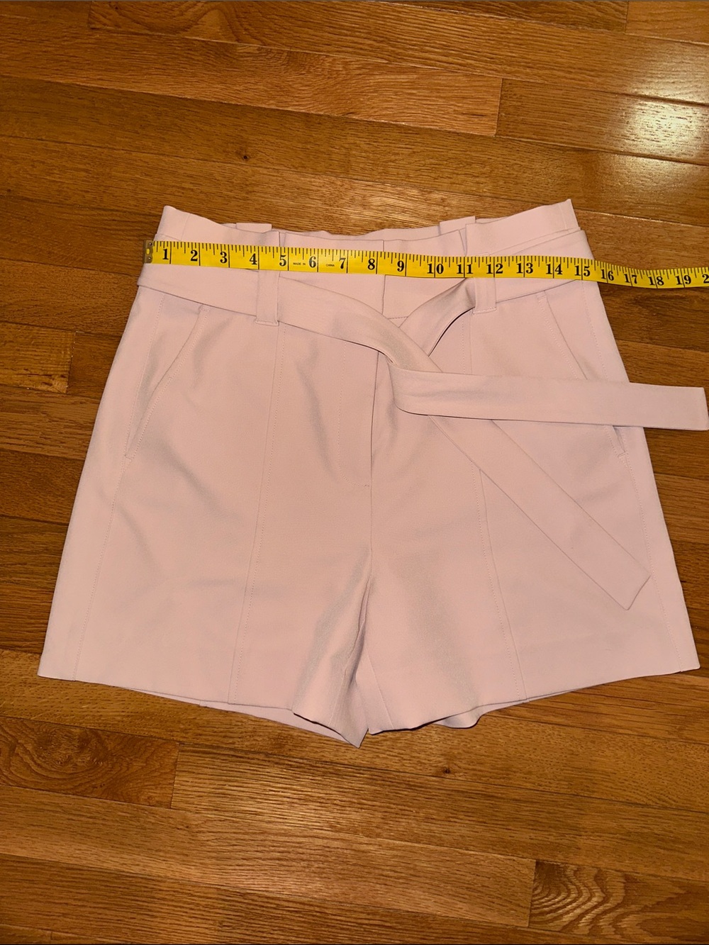 White House Black Market Light Pink High-Rise Belted Shorts